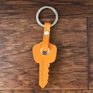 Longchamp Orange Leather Keychain